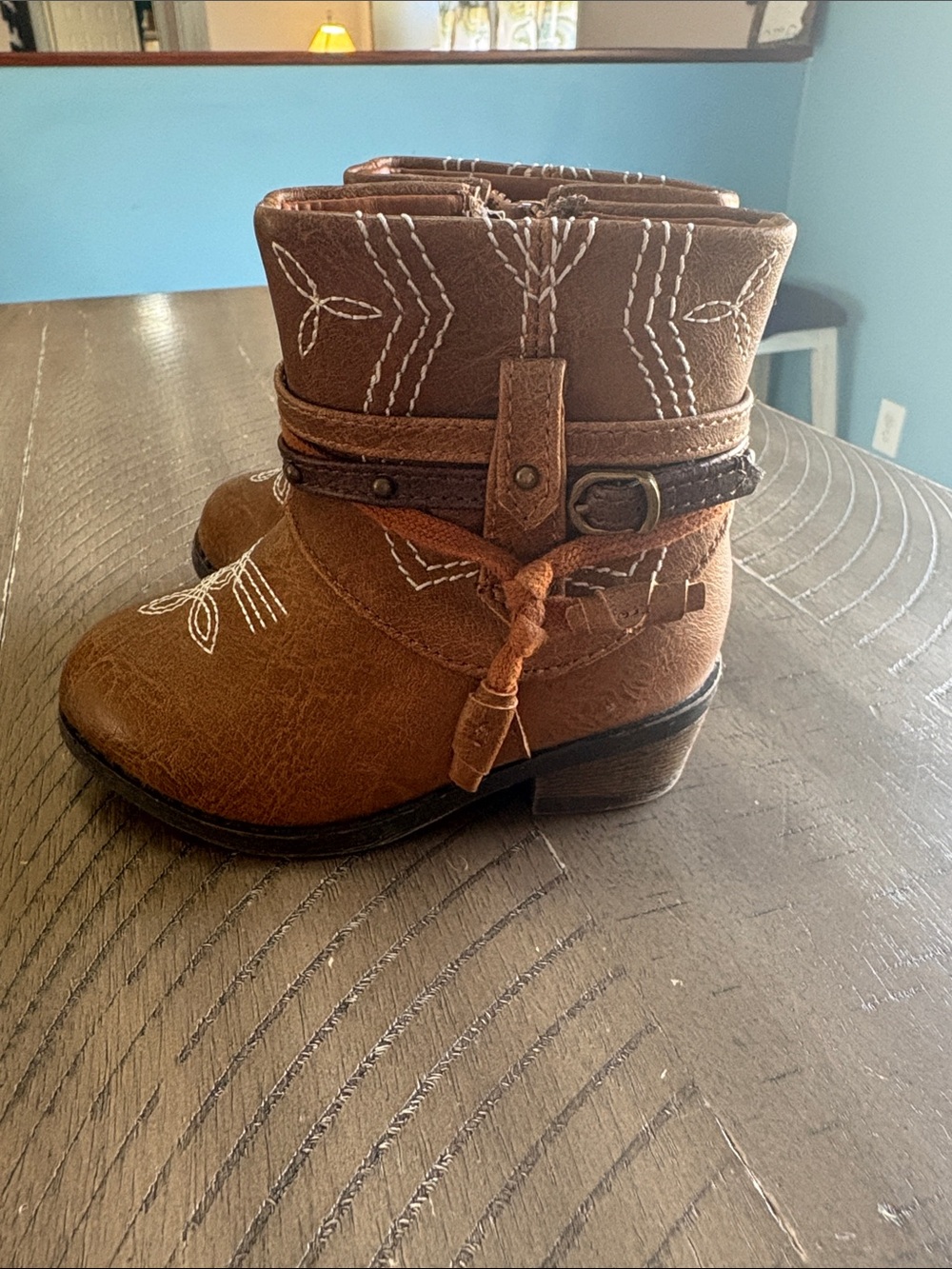 Garanimals Brown Western-Style Embroidered Ankle Boots